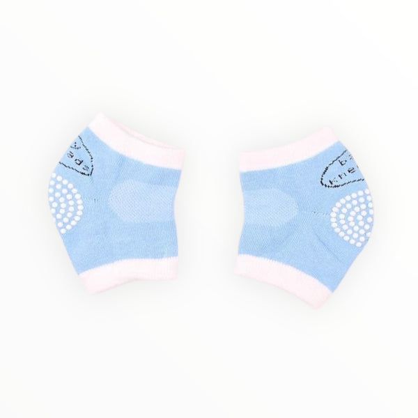 Soft baby knee pads for crawling protection on hard surfaces.
