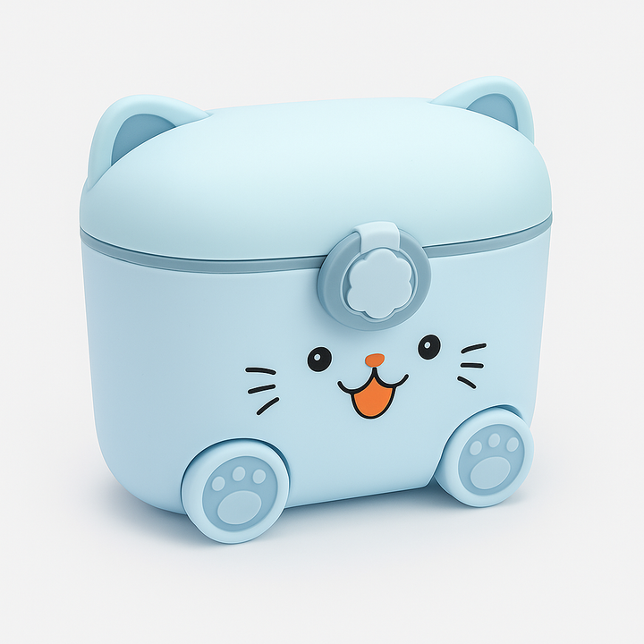 Blue cat-shaped baby milk powder storage box 180g – Babify Store Pakistan