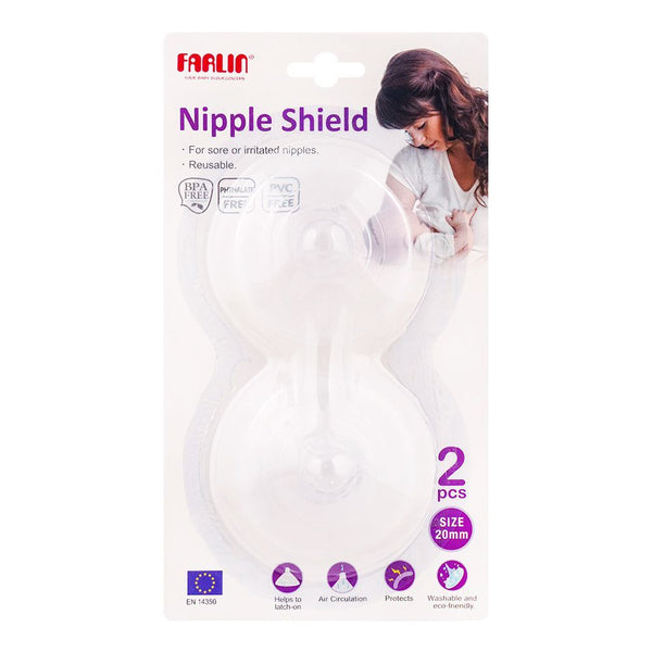 Farlin Nipple Shield 20mm, 2-pack, made of soft silicone for nursing mothers. Designed for comfort, protection, and a natural breastfeeding experience.