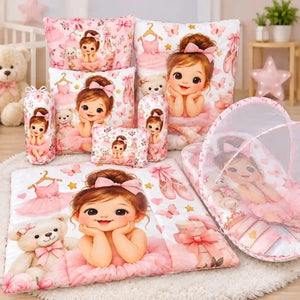 8-Piece Baby Bedding Set with Mosquito Net and Carry Nest Ballerina Girl Pink in Pakistan
