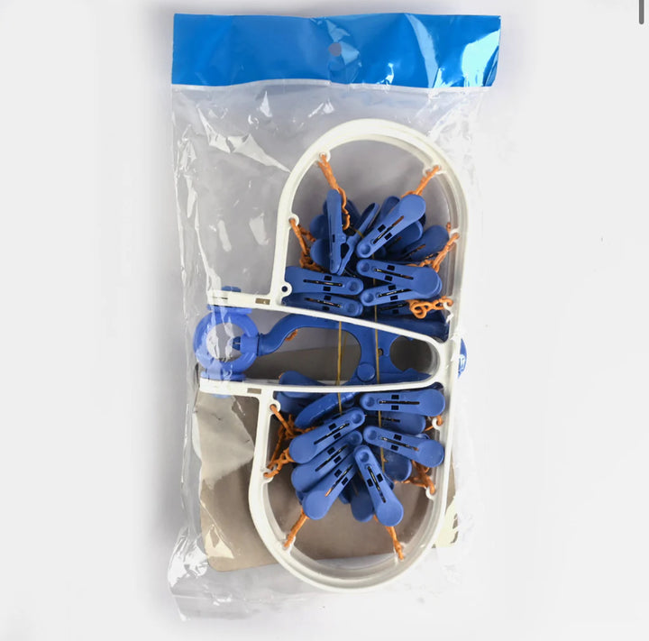 Foldable baby cloth hanger with 24 clips for drying socks, mittens & bibs