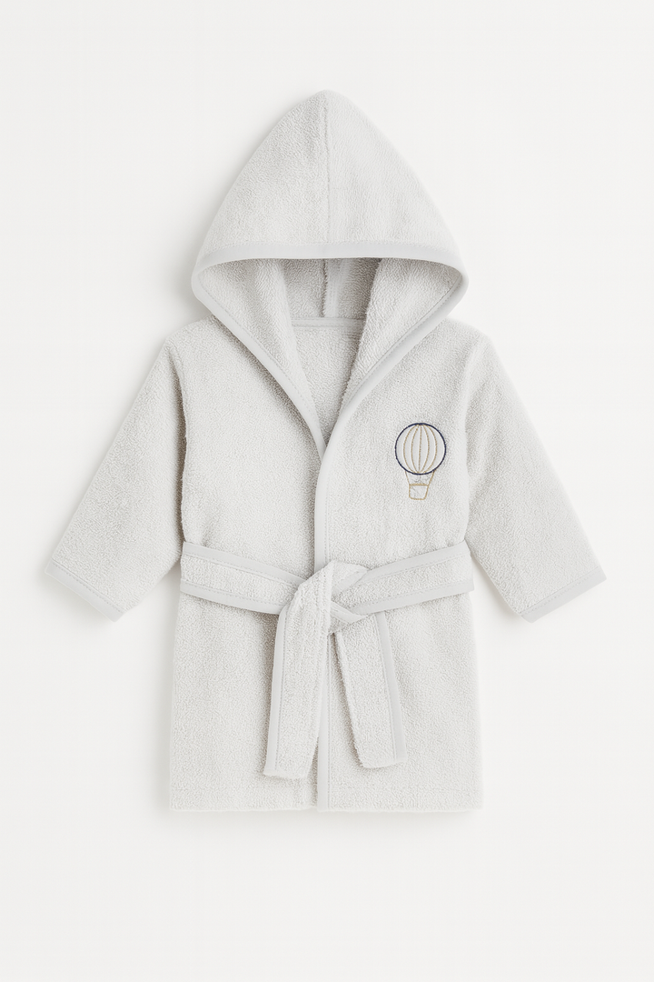 Kids hooded bathrobe for babies with soft fabric and tie belt