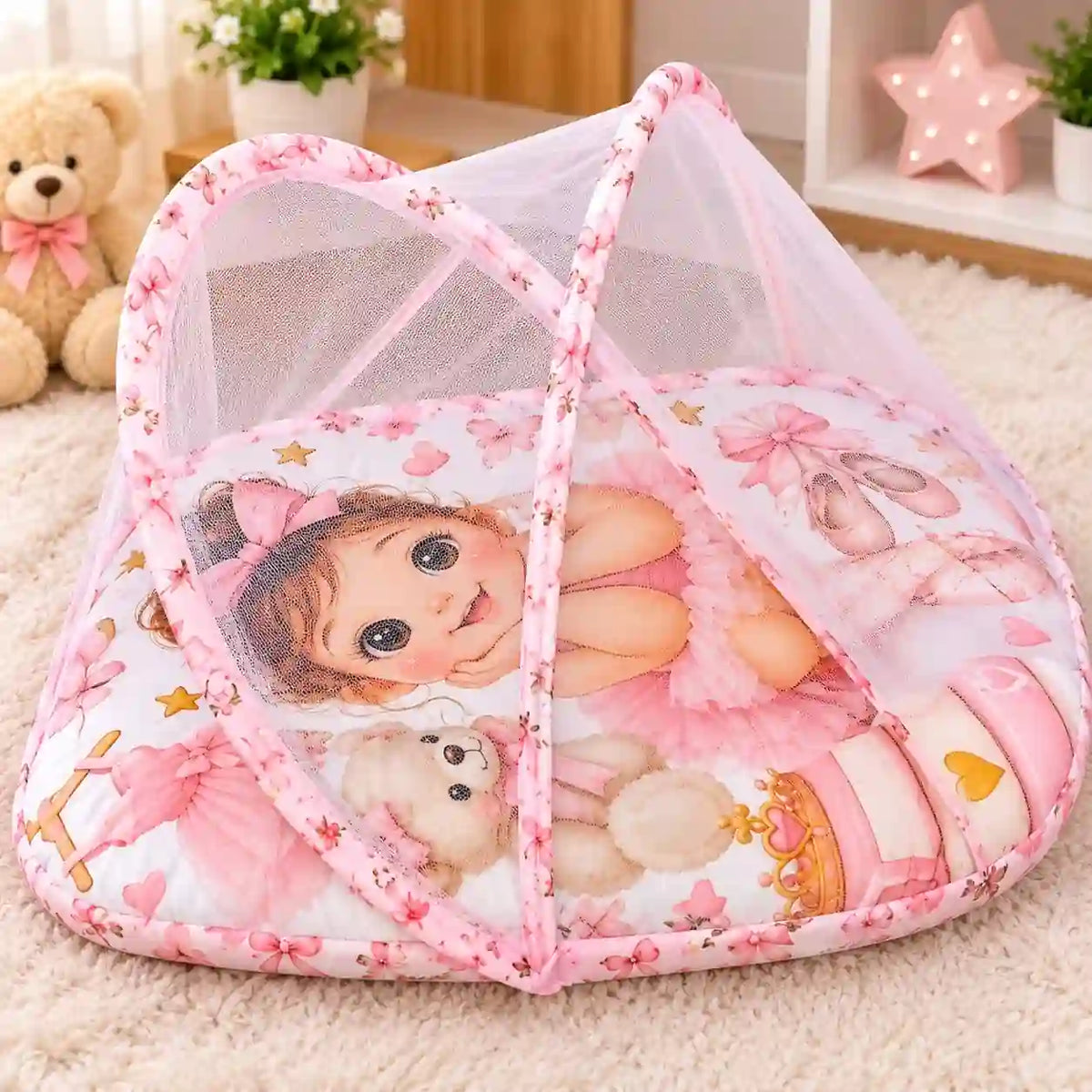 Baby Carry Nest with Mosquito Net Ballerina Girl Pink Design