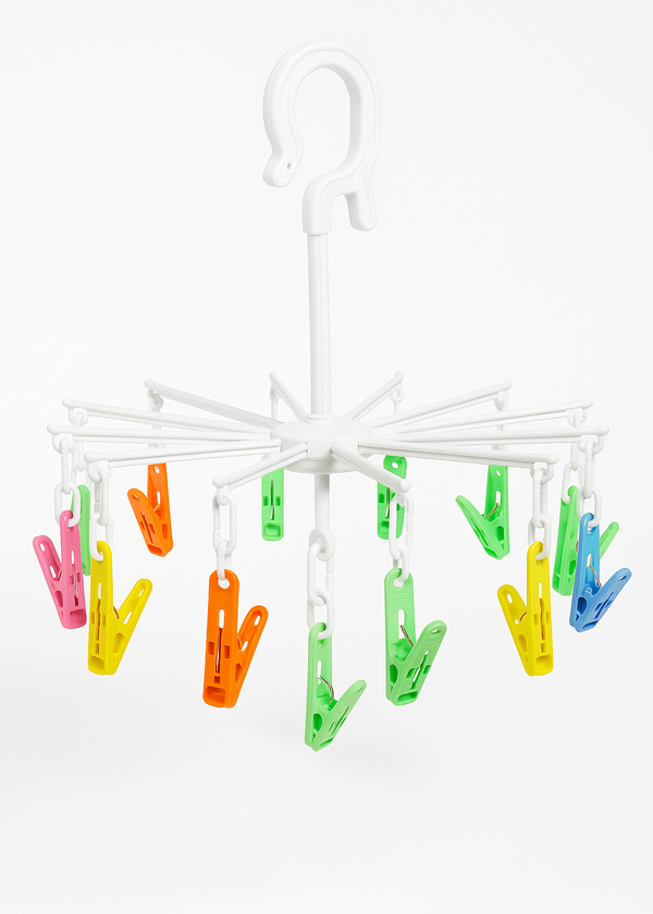 16 clip hanger multi-color drying rack for baby clothes, socks, and laundry