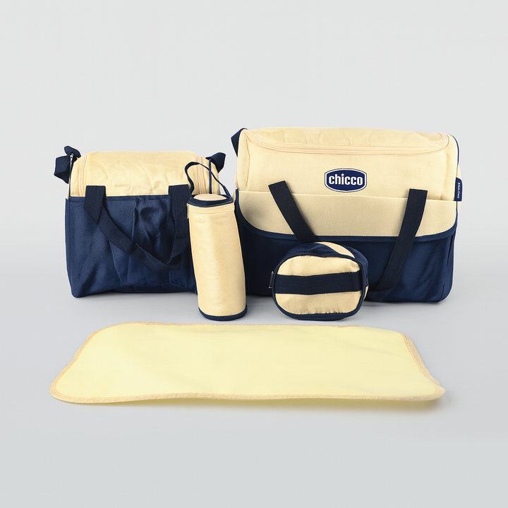 Chicco 5 pcs mummy bag set with diaper bags, bottle holder, pouch & changing mat – red & beige variants