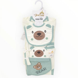 10 Piece Newborn Baby Starter Set in Mint Green for 0 to 3 Months