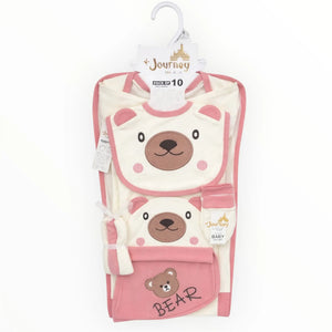 10 Piece Newborn Baby Starter Set in Baby Pink for 0 to 3 Months