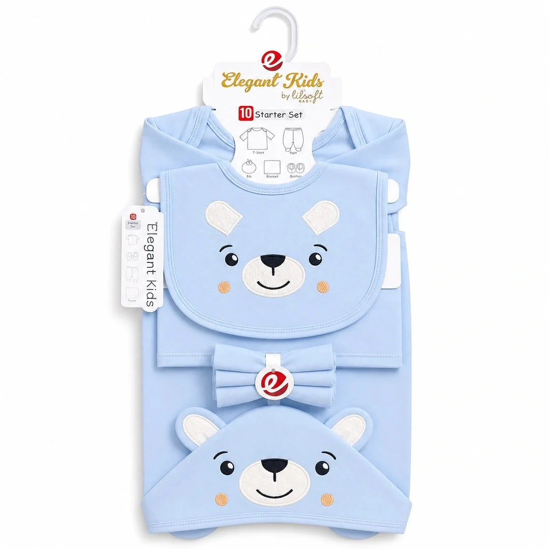 10 Pcs Baby Starter Set – 0-3 Months Cotton Summer Stuff