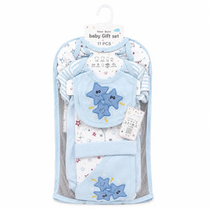 11 Pcs Baby Starter Set Sky Blue Star Design for Newborn Baby