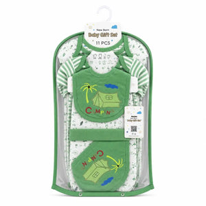 11 Pcs Newborn Baby Starter Set Green Camping Design in Gift Packaging