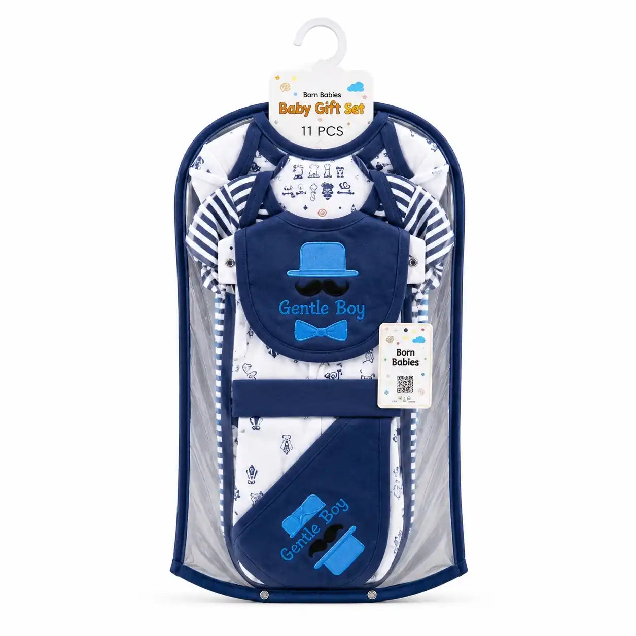 11 Pcs Newborn Baby Starter Set Navy Blue Gentle Boy Design in Gift Packaging