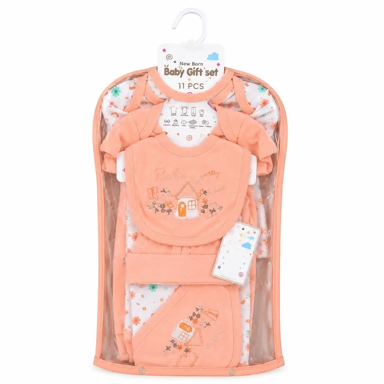 11 Pcs Barbie Pretty House Baby Starter Set Peach for Newborn Girls 0–3 Months