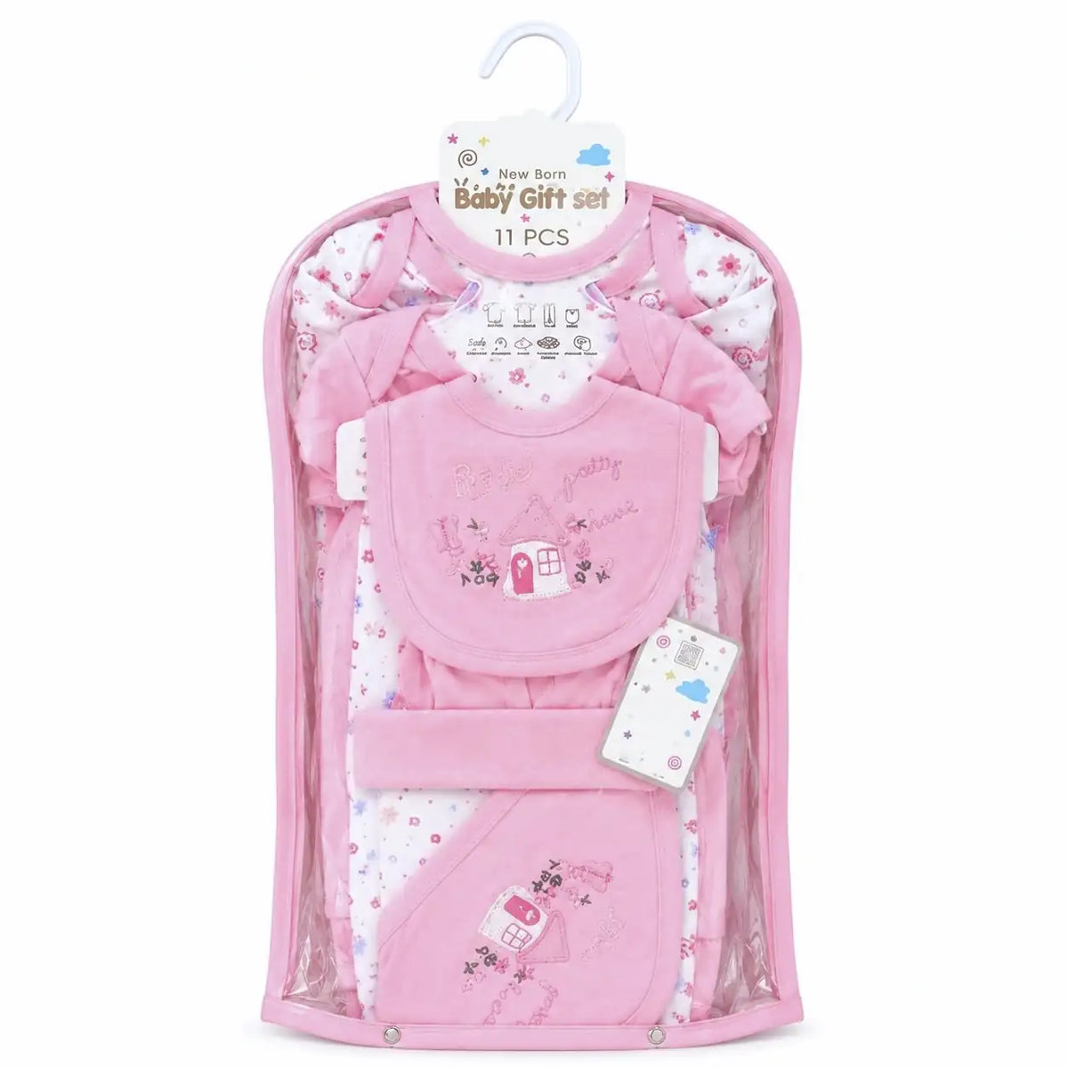 11 Pcs Barbie Pretty House Baby Starter Set Baby Pink for Newborn Girls 0–3 Months