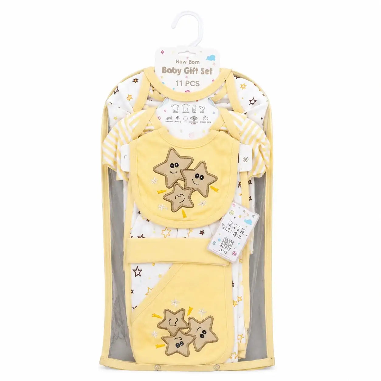 11 Pcs Baby Starter Set Yellow Star Design for Newborn Baby