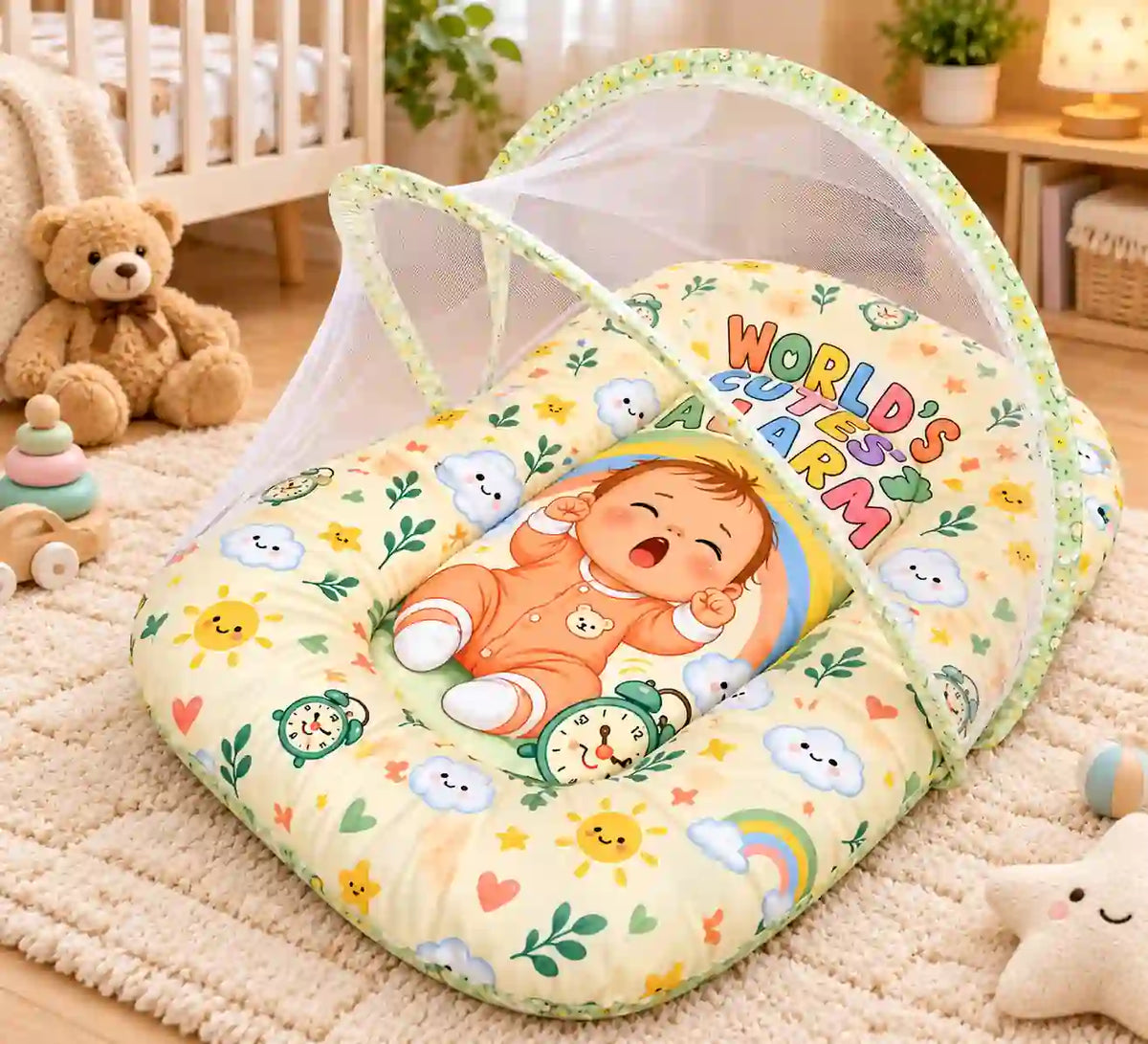 Baby Carry Nest with Mosquito Net World’s Cutest Alarm Print