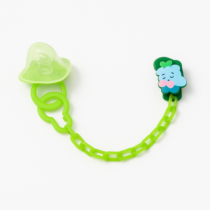 Silicone pacifier with chain and cartoon clip for babies – Babify Store