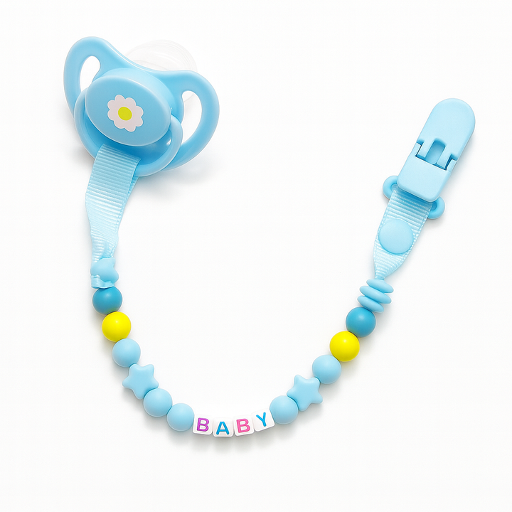 Silicone pacifier with chain and protective cap – baby soother for boys and girls – Babify Store