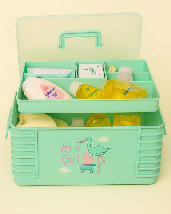 Multi-purpose baby storage accessories box for diapers, wipes, clothes & toys
