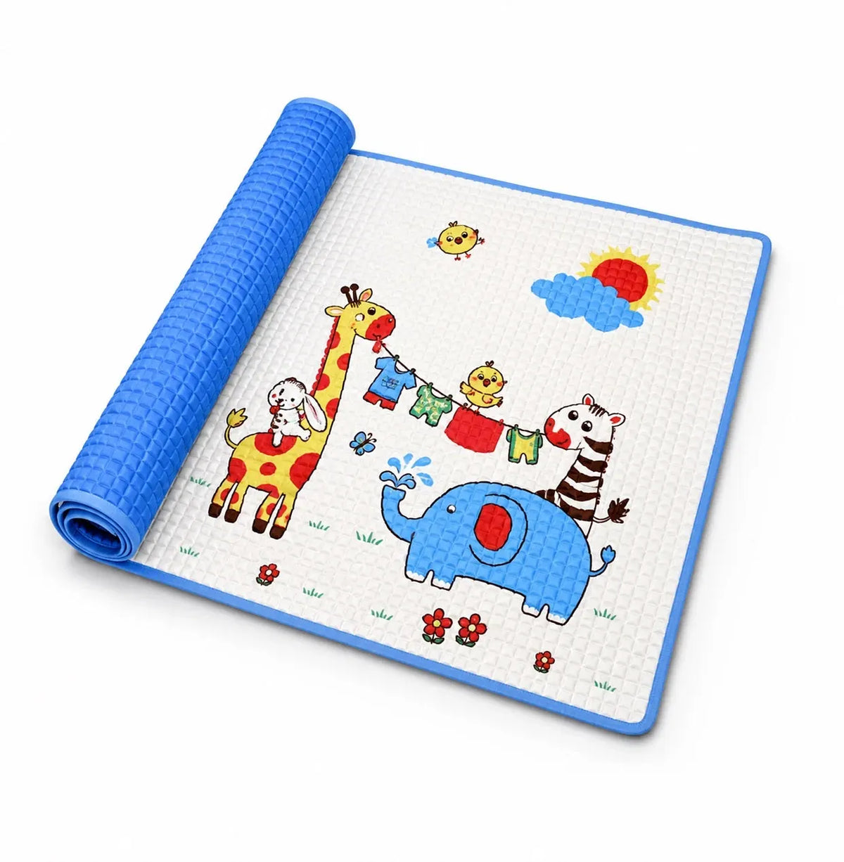 Air-Filled Waterproof Baby Changing Mat 60x90cm Blue Animal Print