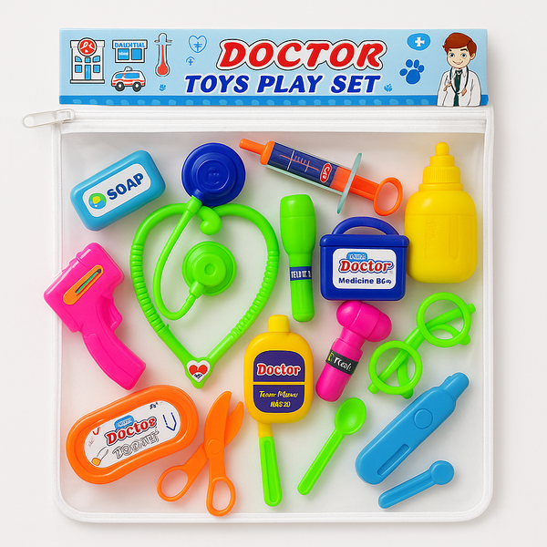 Doctor Toy Play Set with 16 Colorful Medical Tools for Kids
