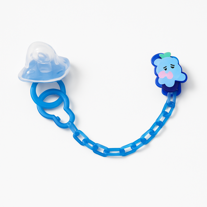 Silicone pacifier with chain and cartoon clip for babies – Babify Store