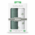 Pack of 2 Dark Green Organic Cotton Muslin Baby Wrapping Sheets 120 x 120 cm for Newborn Swaddling and Wrapping