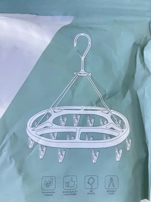 Space Saving 20 Clips Clothes Drying Hanger with Rotating Hook for Baby Clothes Socks and Undergarments