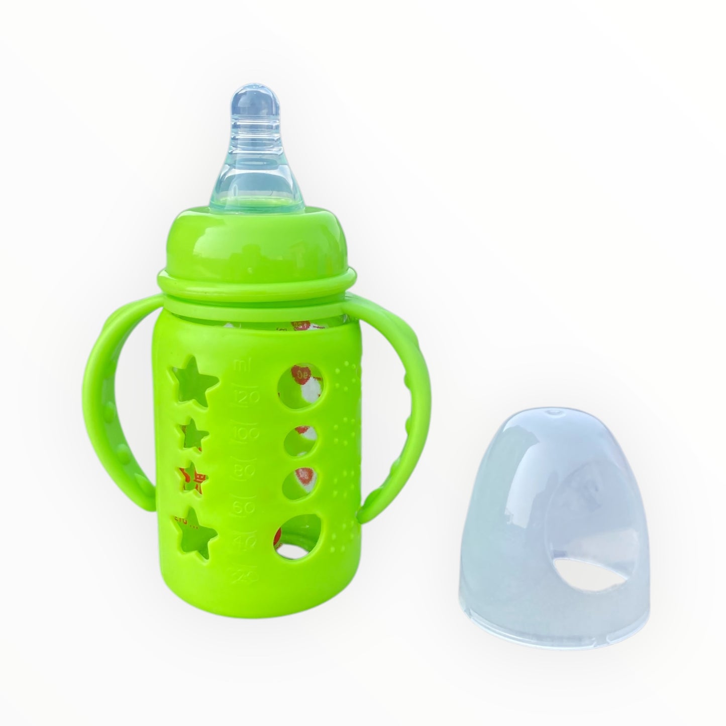 Baby Glass Feeder with Silicone Cover – 120ml (4oz)