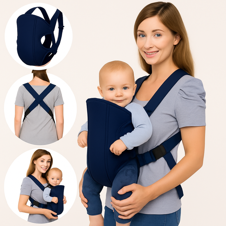 Navy blue baby carrier belt with ergonomic adjustable straps