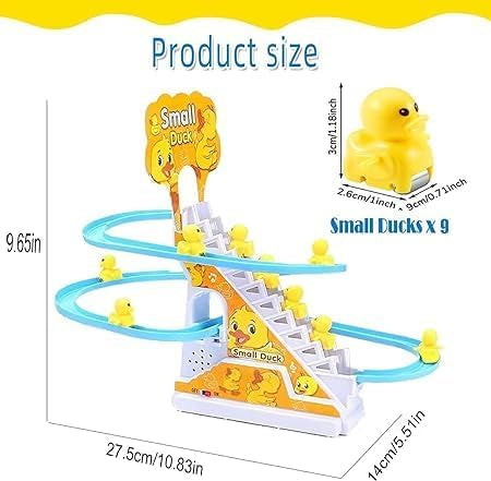 Duck Climbing Stairs Electric Track Slide Music Lighting Puzzle Toy