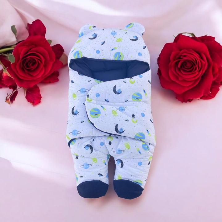 Newborn Romper Style Carry Nest Navy Blue – Soft Cotton Swaddle Nest 0–6 Months in Pakistan