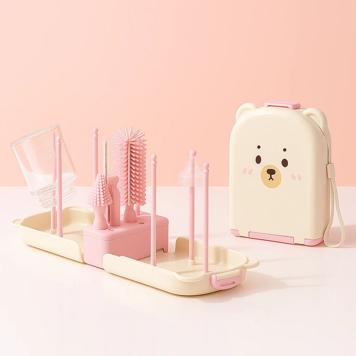 Baby Bottle Cleaning Travel Kit Bear Design – 7-in-1 Portable Brush Set Online in Pakistan