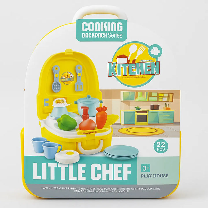Little Chef cooking backpack kitchen playset yellow 22 pcs for kids