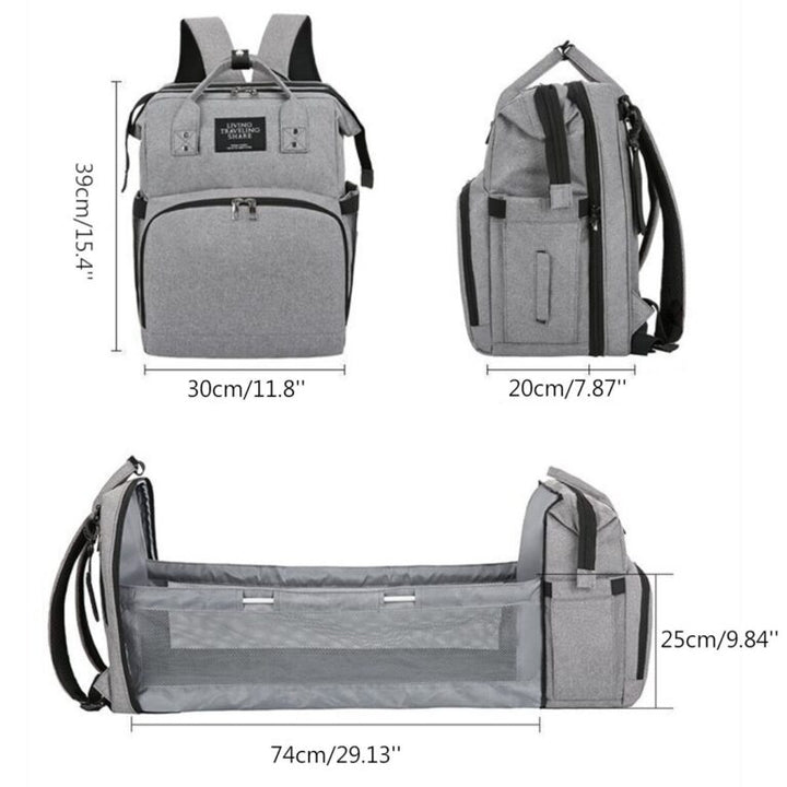 Multifunctional Diaper Bag & Folding Baby Bed – Travel Friendly, Waterproof, Spacious