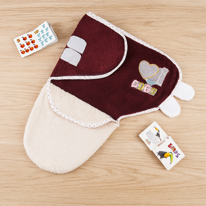 Newborn baby swaddle wrap fleece with Velcro closure and embroidery
