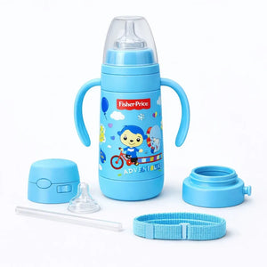 Blue Baby Feeding Bottle with Removable Handles Cap and Convertible Feeding Accessories