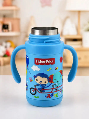 Blue Stainless Steel Baby Feeding Bottle 300ml with Easy Grip Handles for Babies