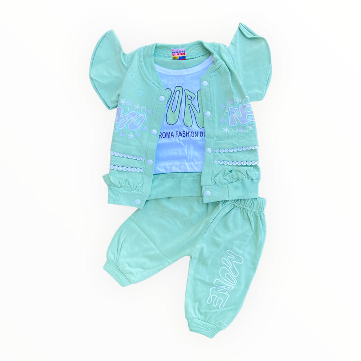 Soft cotton baby t-shirt and pajama set with dual-style front-open and closed options.
