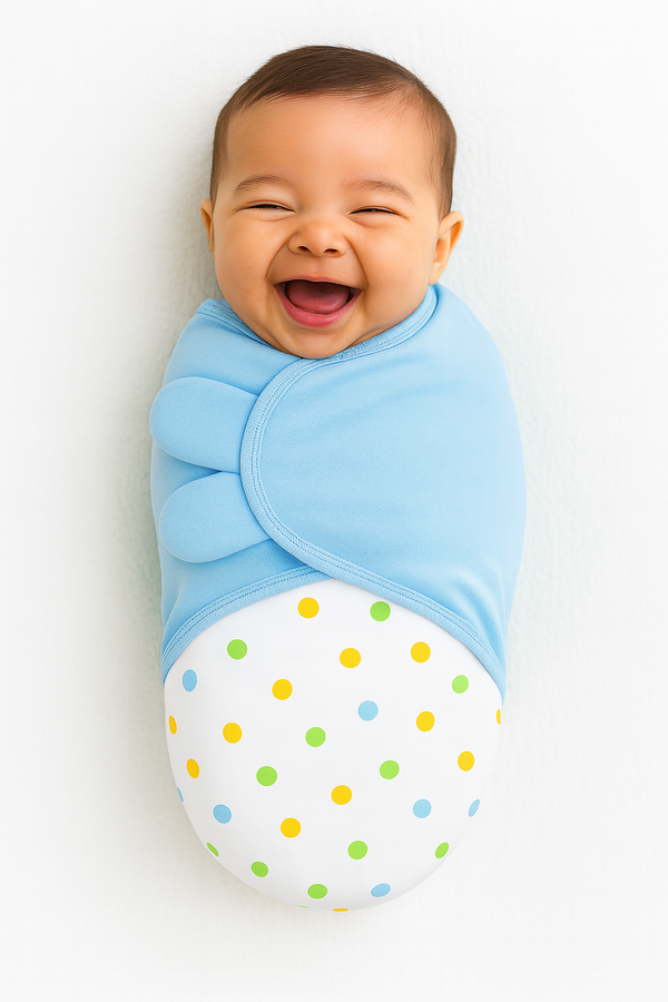 Adjustable infant swaddle for newborns 5–10 lbs blue color soft cotton fabric