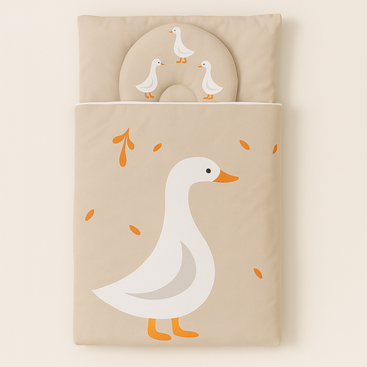 Velvet duck carry nest with pillow in beige – Babify Store