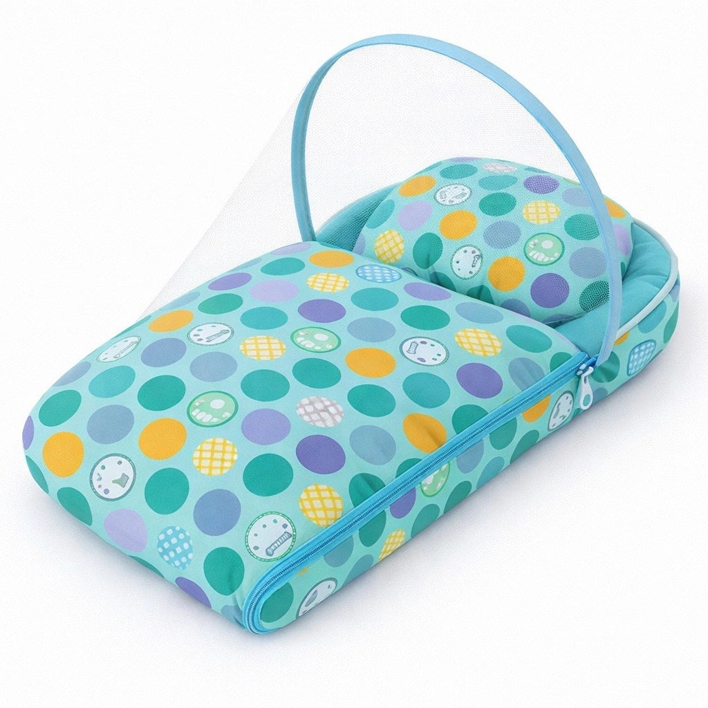 Baby carry nest with mosquito net green multicolor