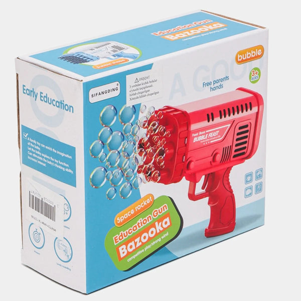 36-hole bubble blaster gun for kids, creating hundreds of bubbles in seconds for outdoor fun.