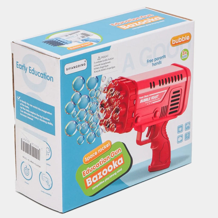 36-hole bubble blaster gun for kids, creating hundreds of bubbles in seconds for outdoor fun.
