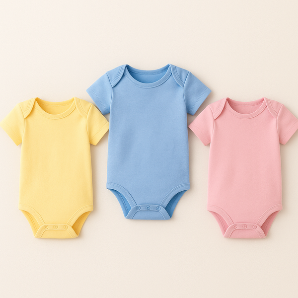 Pack of 3 Baby Bodysuits – Half Sleeves (0-12 months)