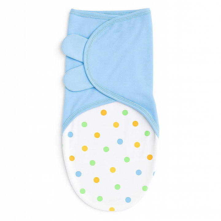 Adjustable infant swaddle for newborns 5–10 lbs blue color soft cotton fabric