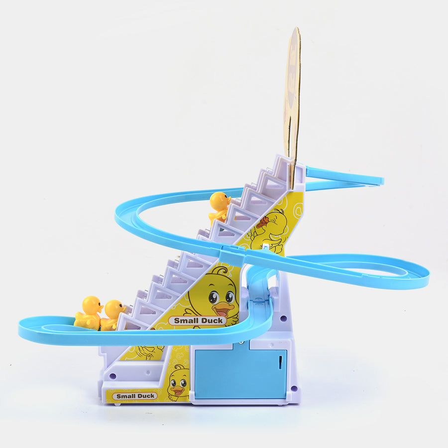 Duck Climbing Stairs Electric Track Slide Music Lighting Puzzle Toy