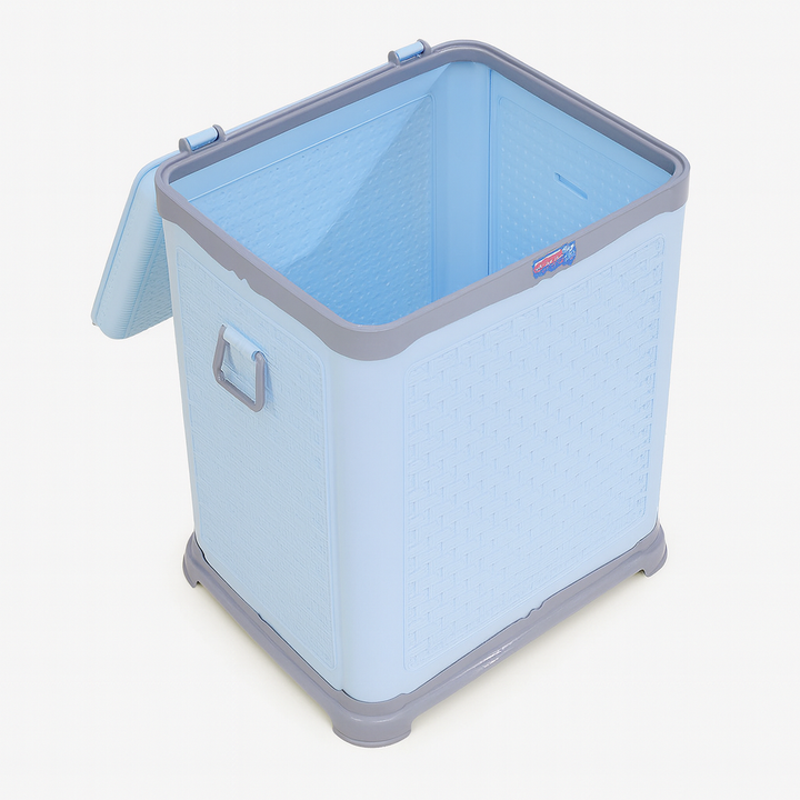 Plastic laundry basket with lid and handle durable spacious home use