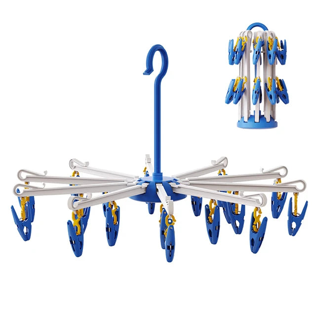 Compact baby clothes dryer hanger with 20 durable clips for drying socks, bibs, and mittens. Space-saving and easy to hang anywhere.