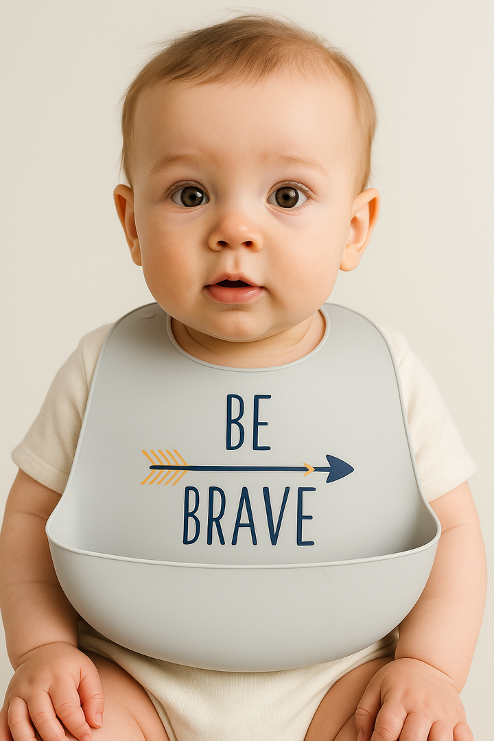 Silicone baby bib with food catcher waterproof feeding bib cute design (Need My Space, Miso Cute, Holy Guacamole, Be Brave, Cool, Veggie print)