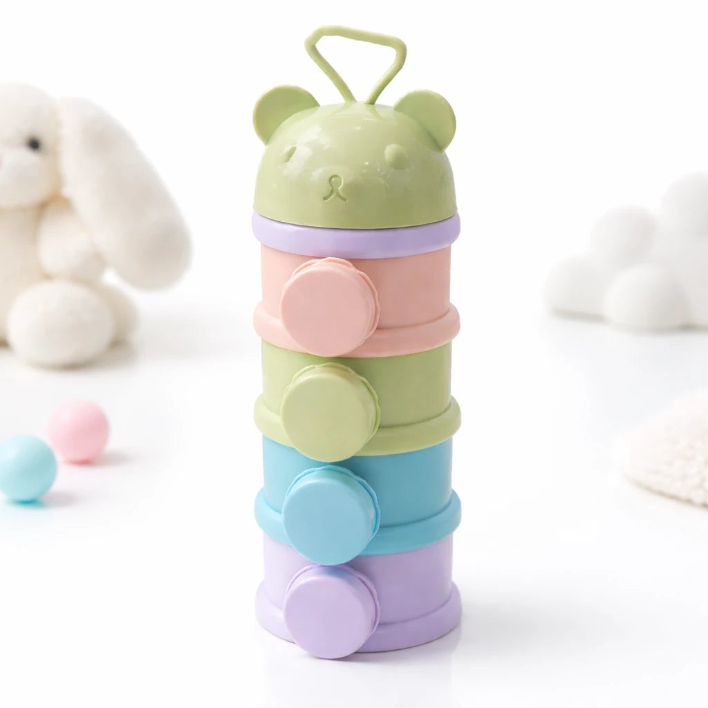 4 layer baby milk powder container portable formula dispenser with compartments pastel colors